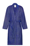 Oas Aquatic Pepper Velour Robe In Royal Blue