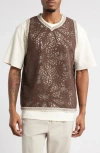 Oas Mens Astrea Orion Crochet Cotton-blend Vest In Brown
