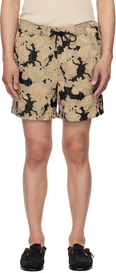 Oas Beige & Black Jura Contraste Terry Shorts In Multi