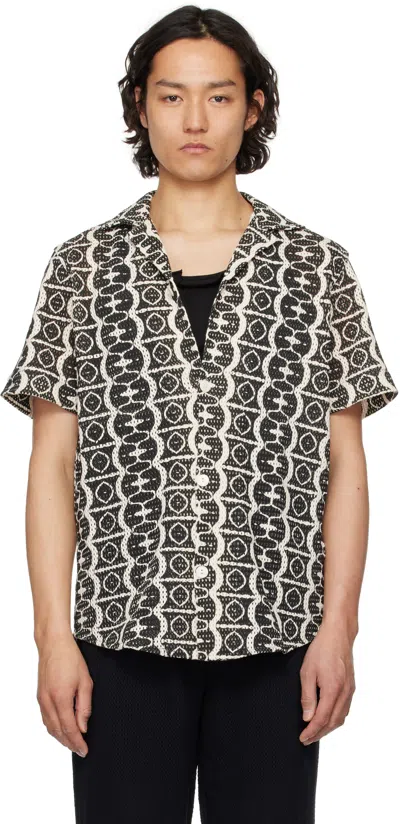 OAS BLACK & OFF-WHITE HYPNOTISE CUBA NET SHIRT