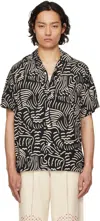OAS BLACK & OFF-WHITE LORENZO VISCOSE SHIRT
