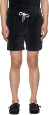 Oas Black Velour Shorts In Nearly Black
