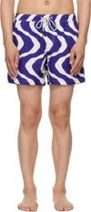 Oas Blue & Off-white Rippling Swim Shorts In Blue