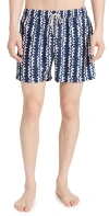 Oas Blue Scribble Relaxed Fit Swim Trunks In Blue