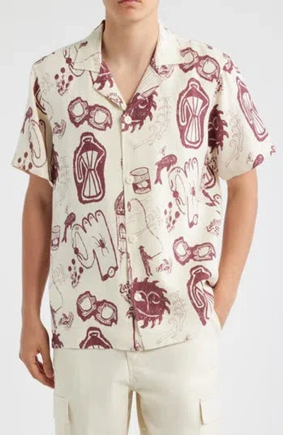 Oas Cantina Linen Camp Shirt In Neutral