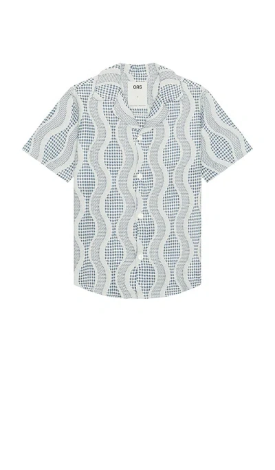 Oas Como Cuba Waffle Shirt In Blue