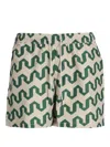 Oas Company Atlas Geometric-print Swim Shorts In 绿色