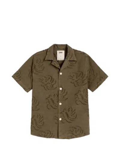 Oas Company Cuba Fil-coupé Leaf-pattern Shirt