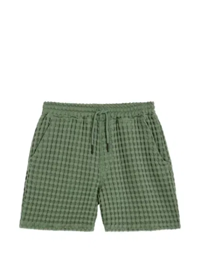 Oas Company 와플 포르토 텍스처 드로스트링 쇼츠 In Green