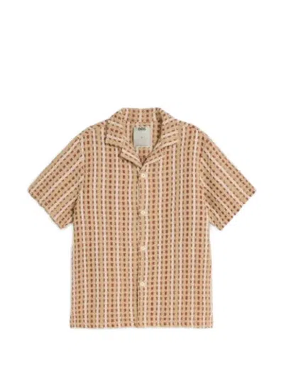 Oas Company Lano Cuba Check-pattern Seersucker Shirt In Neutral