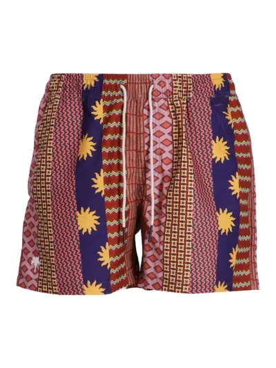 Oas Company Mixtape Thigh-length Swim Shorts In 粉色