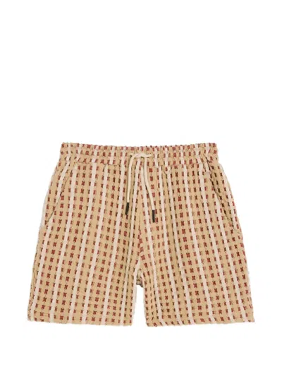 Oas Company Plaid-pattern Drawstring Shorts In Neutral