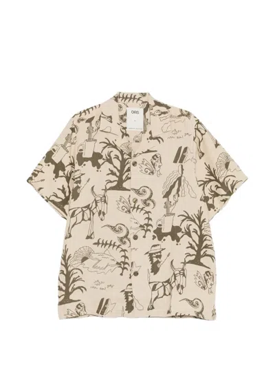 Oas Company Poplan Cuba Graphic-print Linen Shirt In Multi