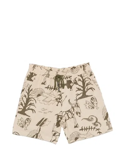 Oas Company Poplan Porto Linen Shorts In Brown