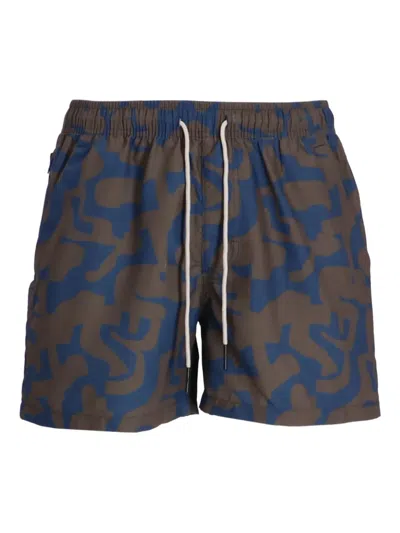 Oas Company Puzzlotec Swim Shorts In Brown