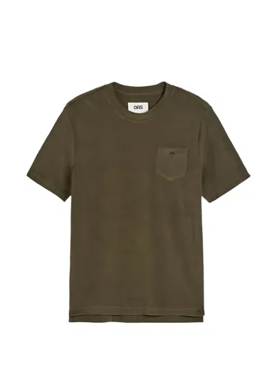 Oas Company Terry Patch-pocket T-shirt In Brown