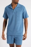 Oas Coronet Cotton French Terry Pocket Polo In Blue