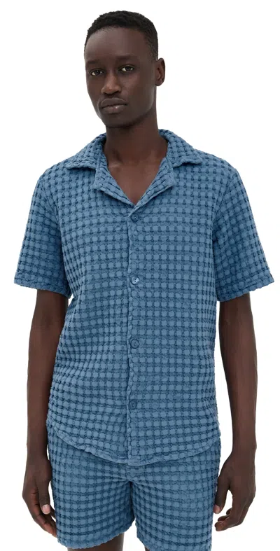 OAS CORONET CUBA WAFFLE SHIRT BLUE