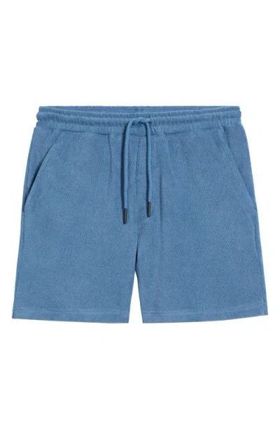 Oas Cotton French Terry Drawstring Shorts In Blue