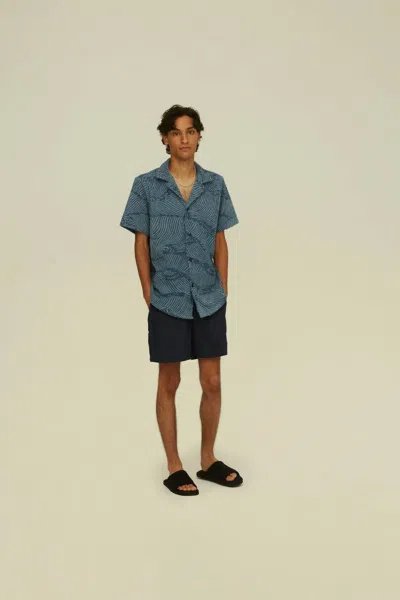 Oas Cuba Terry Shirt In Wavy Blue In Transparent