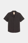 Oas Nearly Black Cuba Waffle Shirt In Black