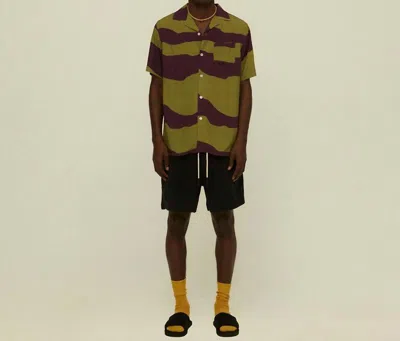 Oas Dusky Dune Short Sleeve Shirt In Green, Purple In Brown