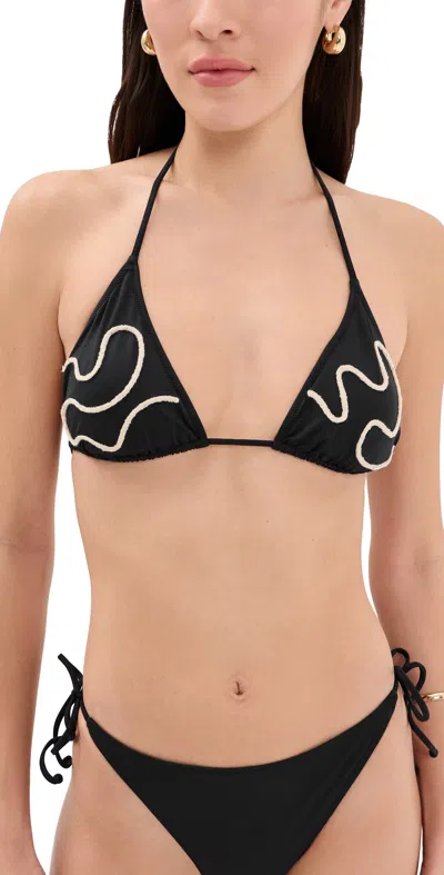 Oas Embroidered Calia Bikini Top Black