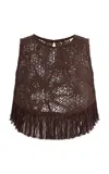 Oas Exclusive Astrea Aurora Crochet Cotton Top In Brown