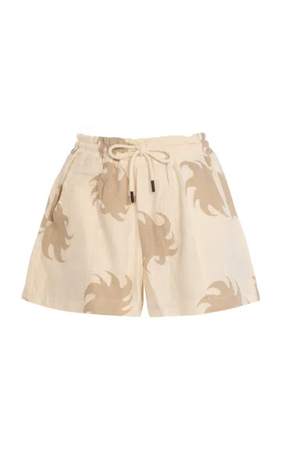Oas Exclusive Hazel Ember Drizzle Linen Shorts In Multi