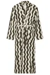 Oas Khaki & Off-white Waver Long Bathrobe In Green