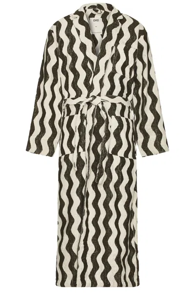 Oas Khaki & Off-white Waver Long Bathrobe In Forest