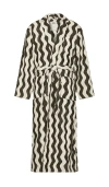 Oas Khaki & Off-white Waver Long Bathrobe In Green