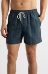 Oas Getrick Relaxed Fit Swim Trunks In Blue Multi