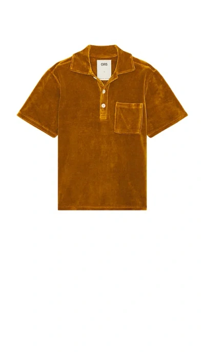 Oas Girona Velour Polo In Sienna