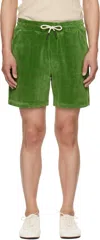 Oas Green Velour Shorts In Green