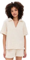Oas Jaffa Waffle-knit Cotton Shirt In Ecru