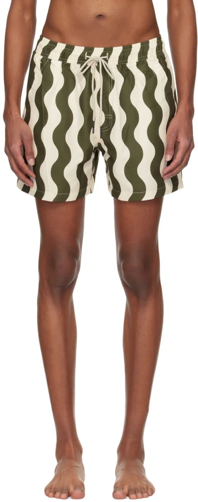 Oas Khaki & Beige Forest Waver Swim Shorts