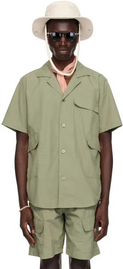 Oas Khaki Open Spread Collar Shirt In Treck