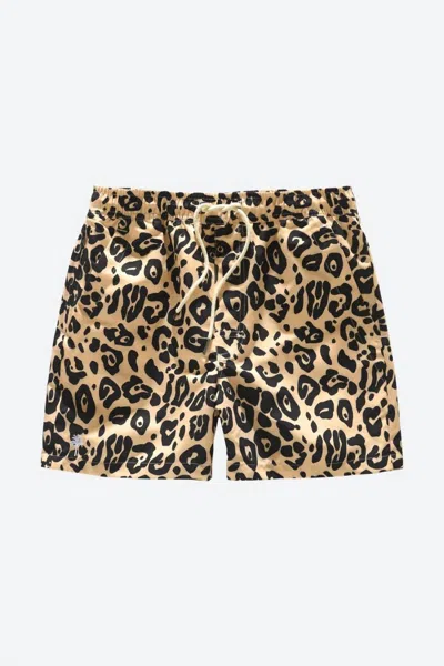 Oas Leo Swim Shorts In Leopard In Brown