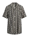 Oas Hypnotise Cuba Cotton Terry Relaxed Fit Button Down Shirt In Black