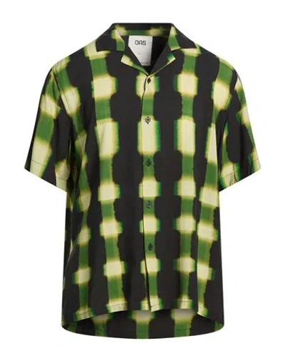 Oas Man Shirt Green Size L Viscose In Brown