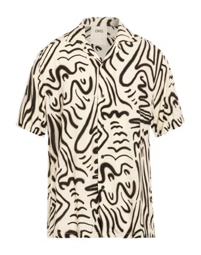 Oas Man Shirt Ivory Size L Viscose In Multi