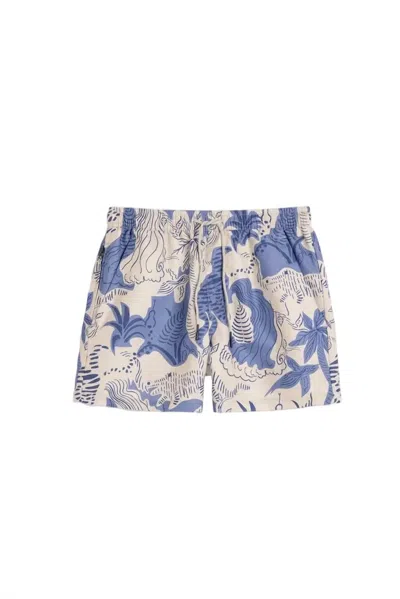 Oas Mens Blue Mystea Logo-tab Swim Shorts