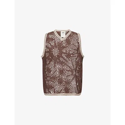 Oas Mens Astrea Orion Crochet Cotton-blend Vest In Chocolate/espresso