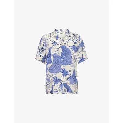 Oas Mens Blue Mystea Rocco Woven Shirt