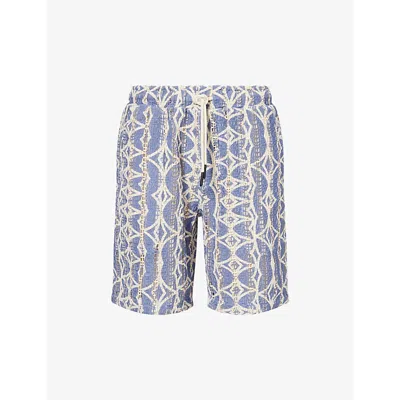 Oas Mens Blue Nicola Slip-pocket Cotton-crochet Shorts
