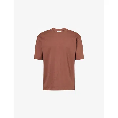 Oas Mens Brown Ovi Embroidered Cotton T-shirt
