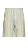 Oas Mist Strata Nicola Linen Shorts In Blue,yellow