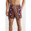 Oas Mixtape Relaxed Fit Swim Trunks In Red