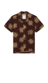 Oas Mocha Ember Terry Cloth Camp Shirt In 棕色